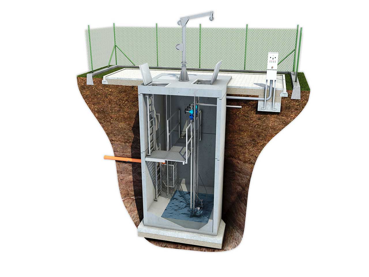 The AS-PUMP pumping shafts are designed for re-pumping wastewater, rainwater, and groundwater or other liquids.
